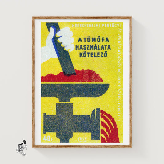 Hand Operating Meat Grinder - vintage matchbox label print