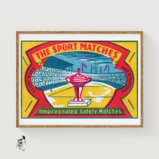 Trophy - vintage matchbox label print