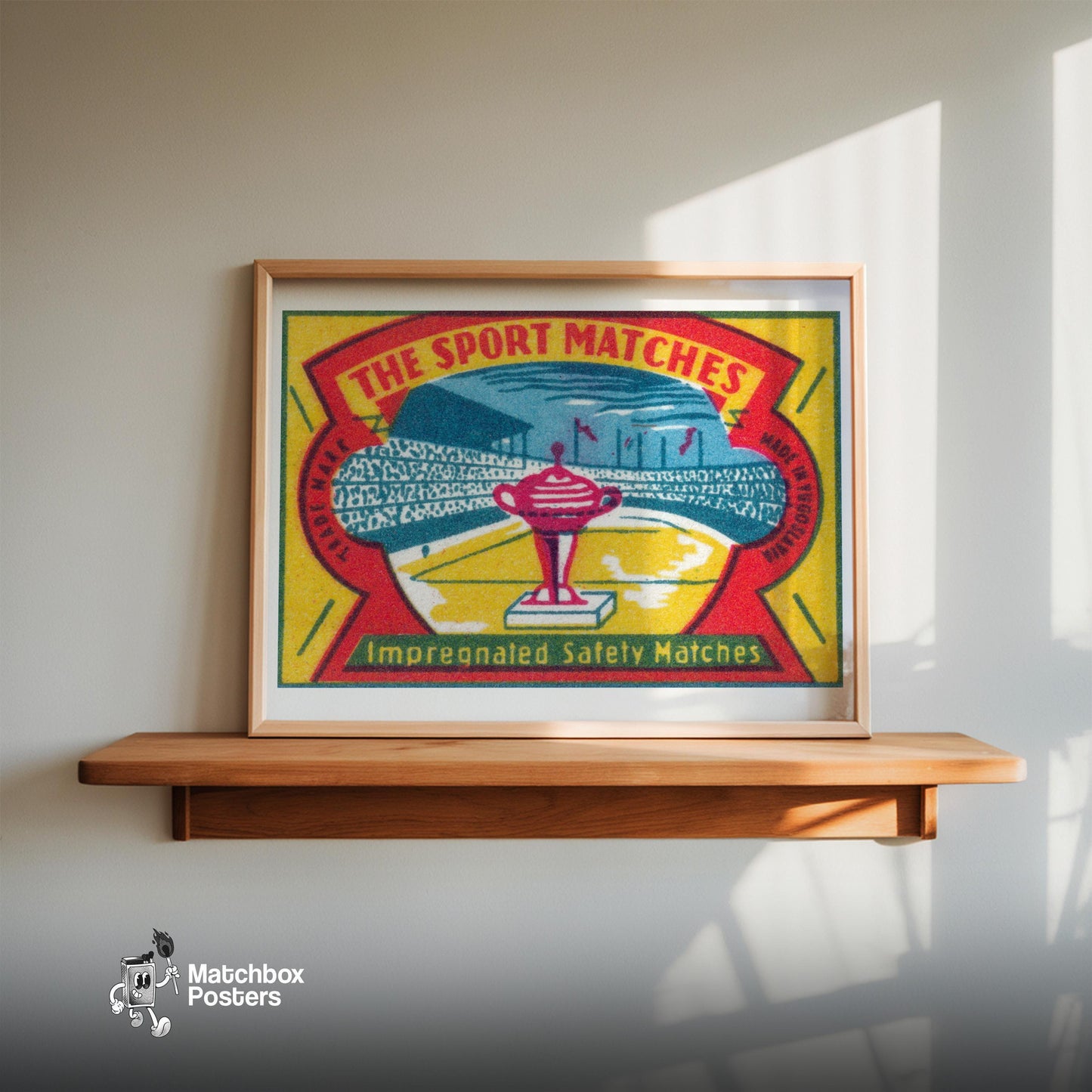 Trophy - vintage matchbox label print - size comparison