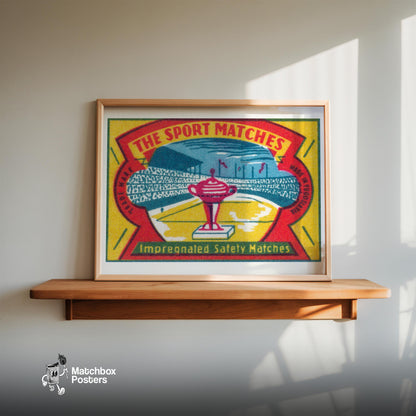 Trophy - vintage matchbox label print - size comparison