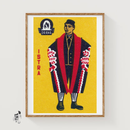 Istra Man - vintage matchbox label print
