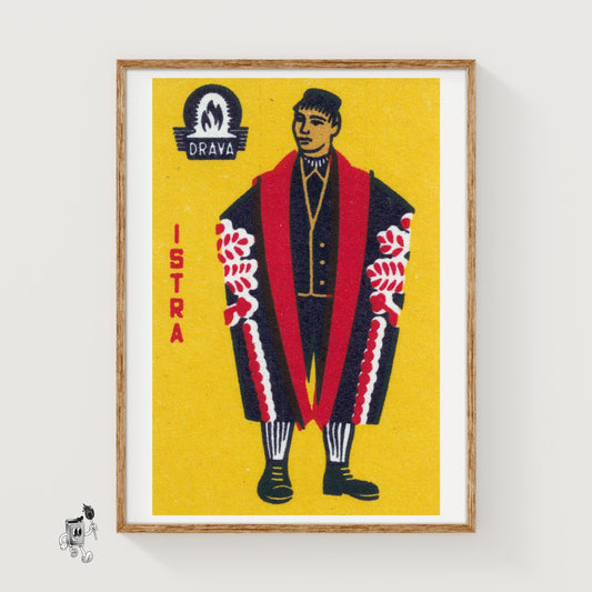 Istra Man - vintage matchbox label print