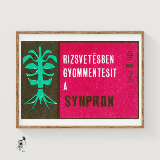 Control Weeds in Rice - vintage matchbox label print