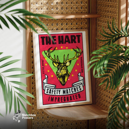 Deer Head - vintage matchbox label print - office wall