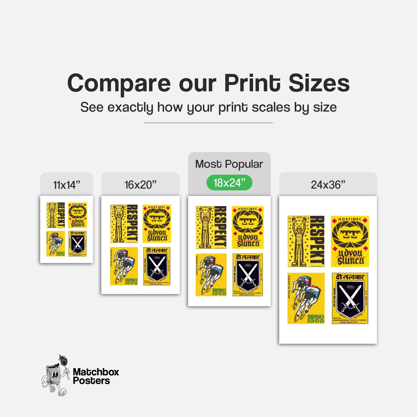 Yellow & Blacks Grid Print - vintage matchbox label print - office wall