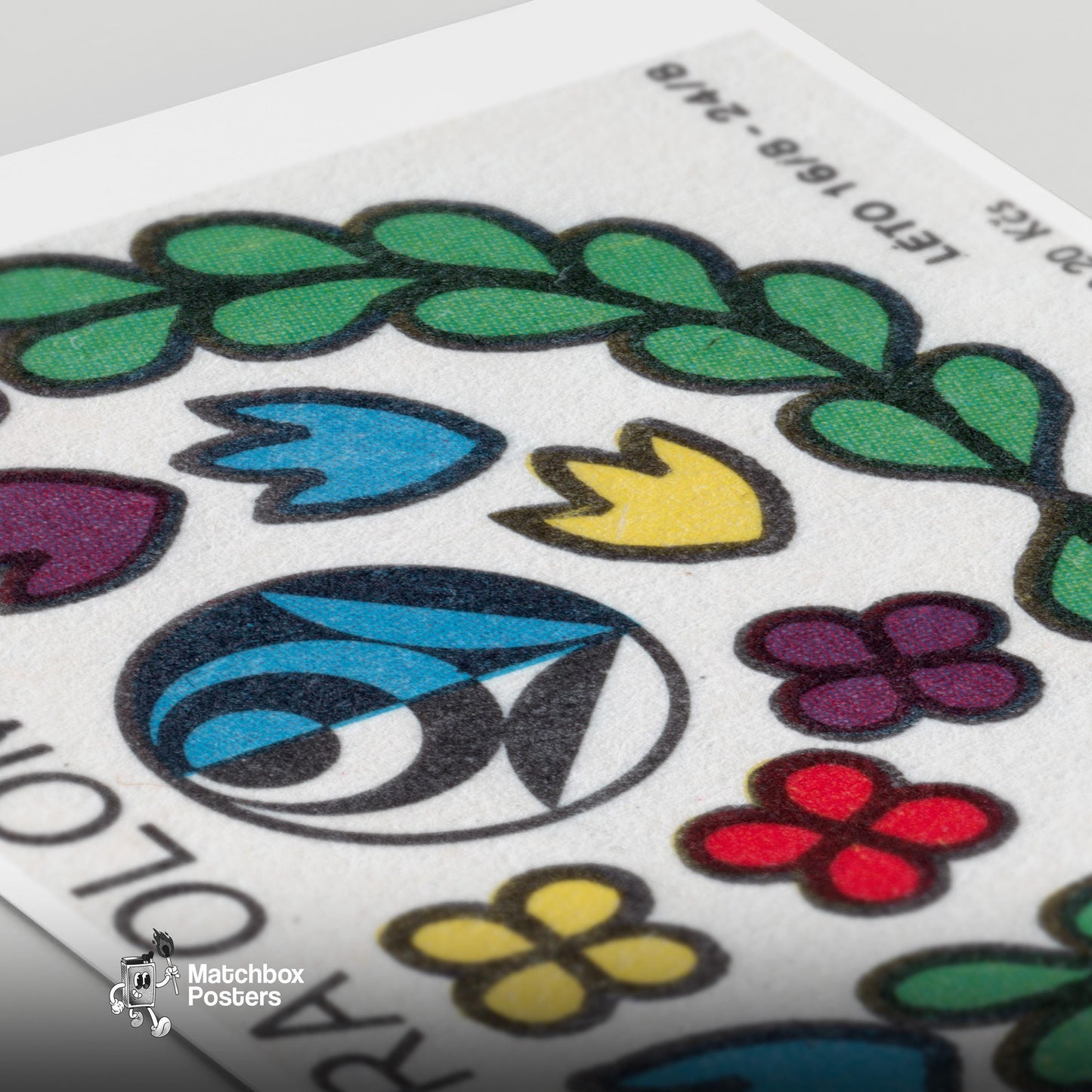 Flower Festival - vintage matchbox label print - close-up detail