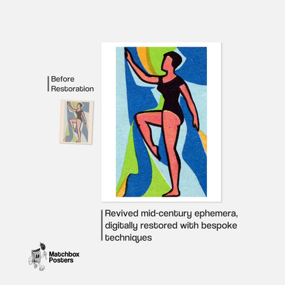 The Dancer - vintage matchbox label print - framed wall art preview