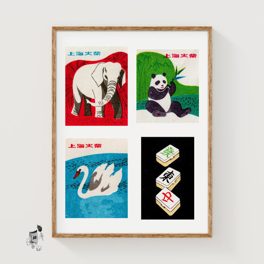 Animal - vintage matchbox label print