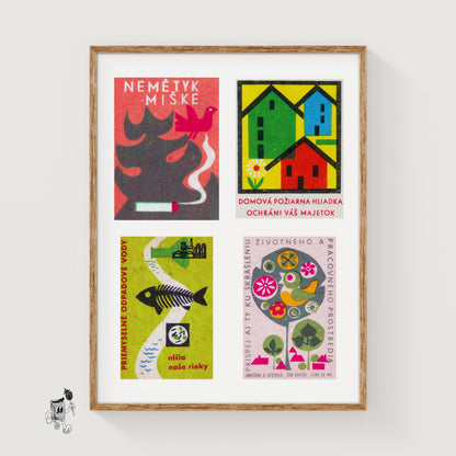 Slovaks Grid Print - vintage matchbox label print
