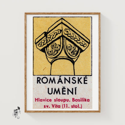 Romanesque Column - vintage matchbox label print