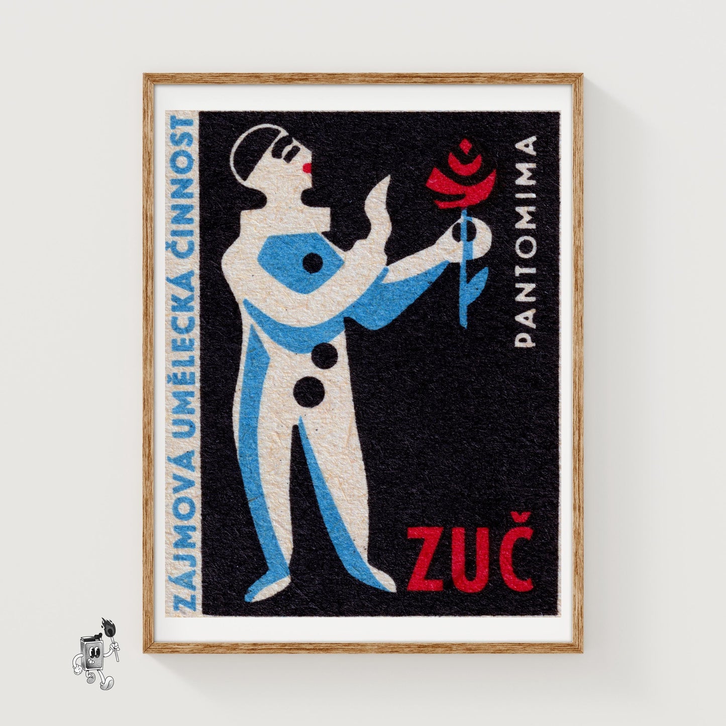Pantomime Clown - vintage matchbox label print