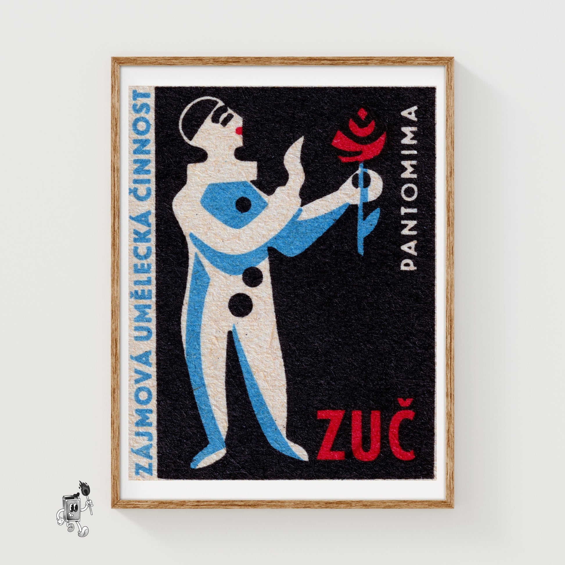 Pantomime Clown - vintage matchbox label print