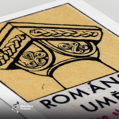 Romanesque Column - vintage matchbox label print - close-up detail