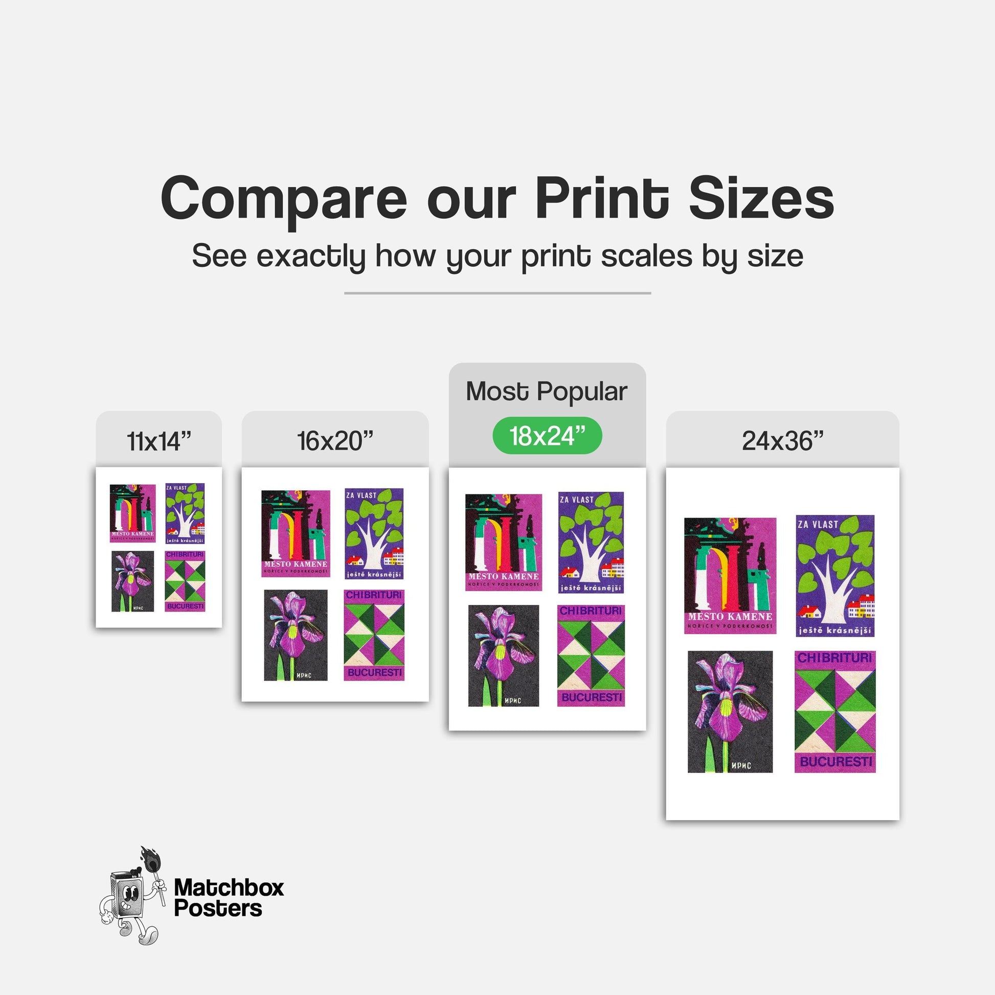 Purple & Greens Grid Print - vintage matchbox label print - office wall
