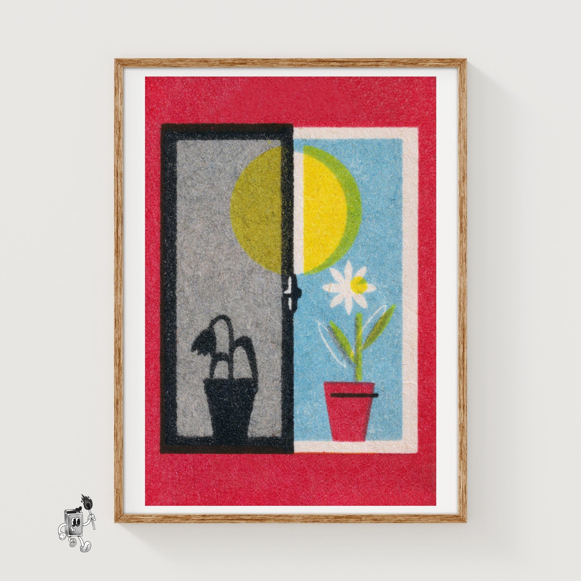 Two Flowers - vintage matchbox label print
