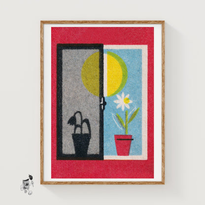 Two Flowers - vintage matchbox label print