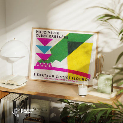 Geometric Shapes - vintage matchbox label print - office wall