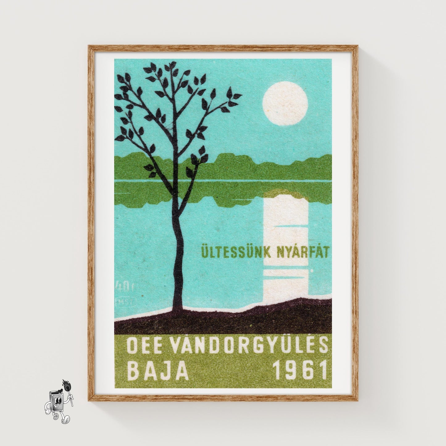 Poplar Trees - vintage matchbox label print