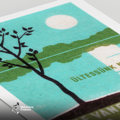 Poplar Trees - vintage matchbox label print - close-up detail