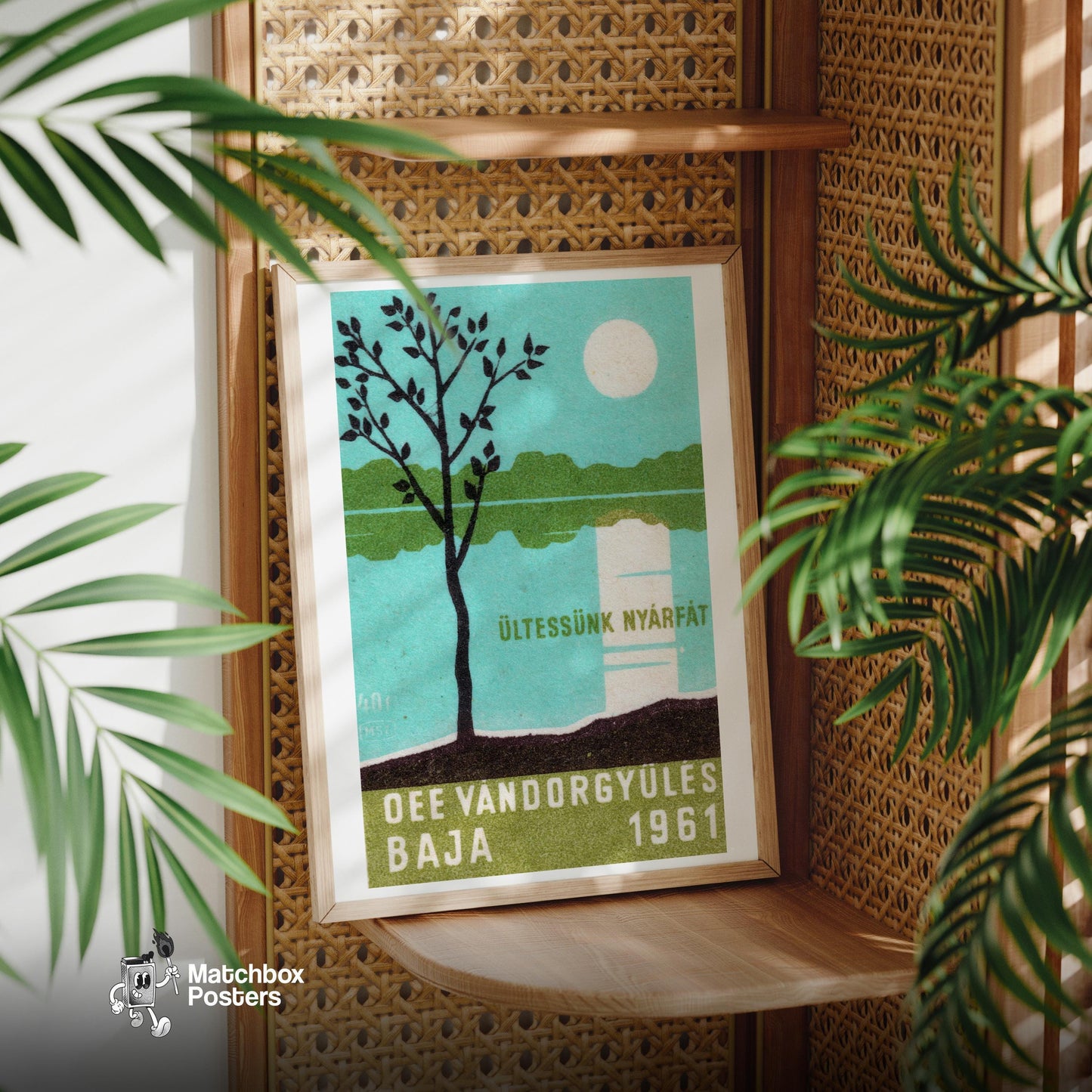 Poplar Trees - vintage matchbox label print - office wall