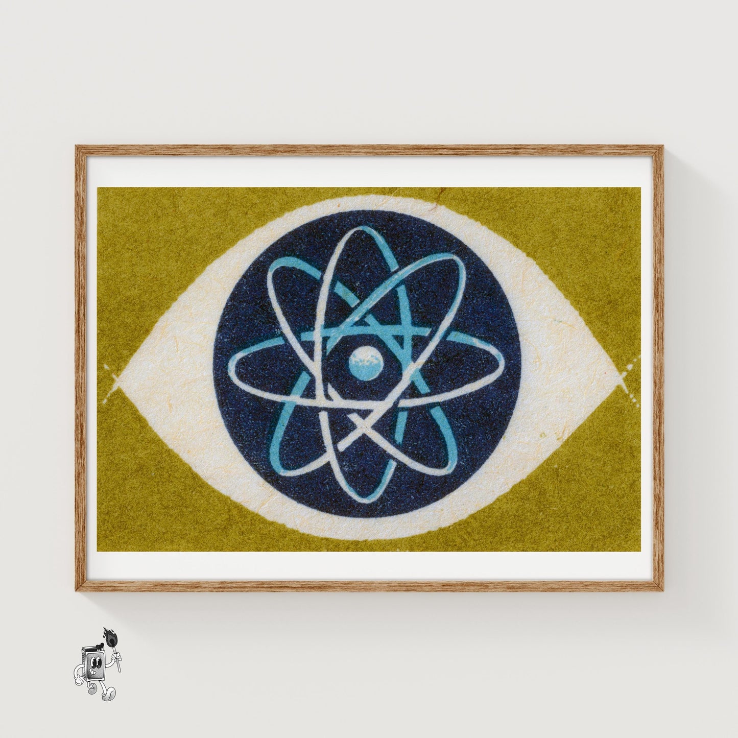 Atomic Symbol - vintage matchbox label print