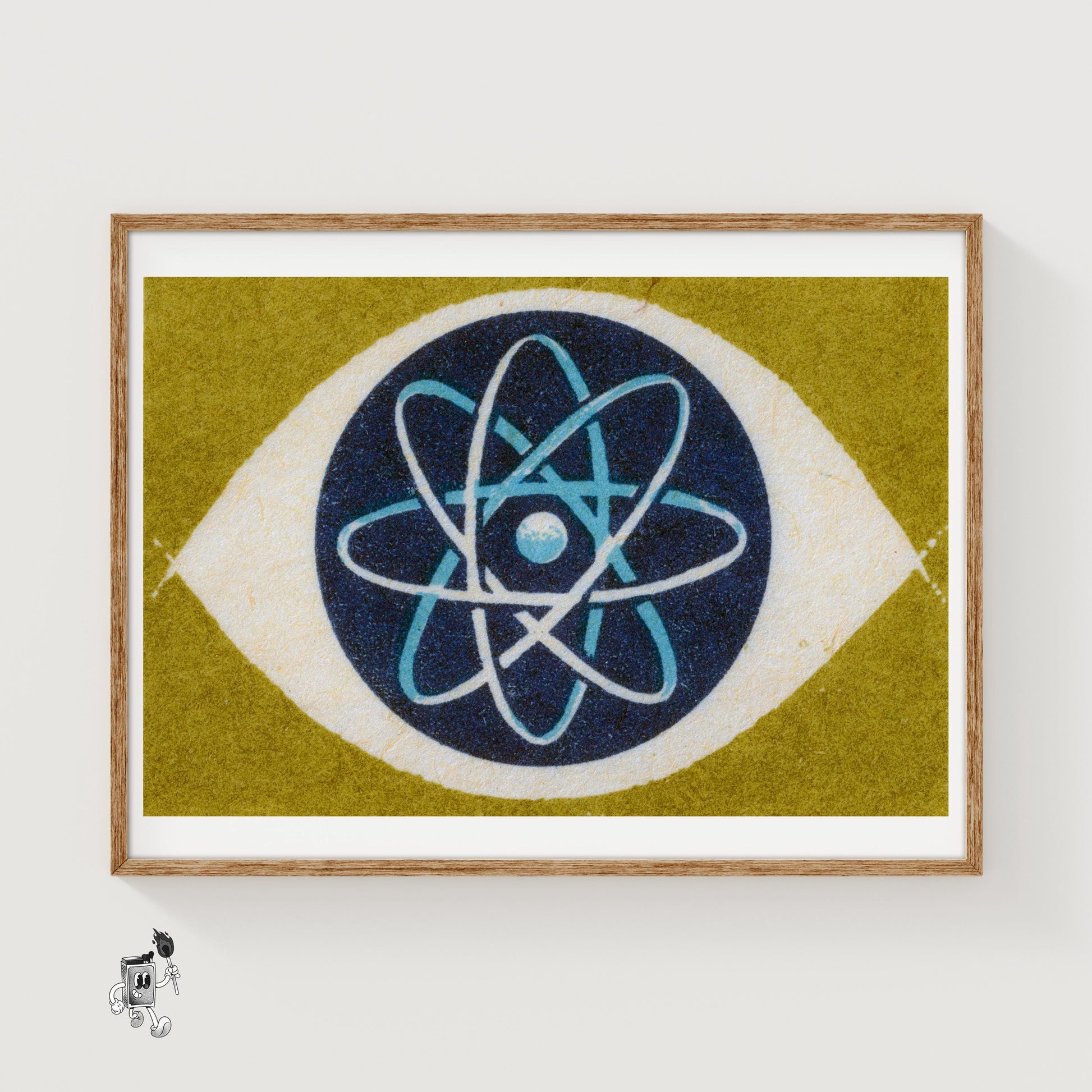 Atomic Symbol - vintage matchbox label print