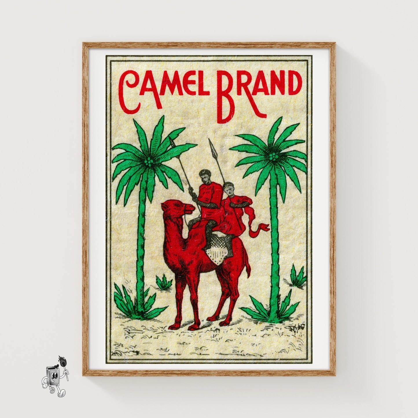 Red Camel - vintage matchbox label print