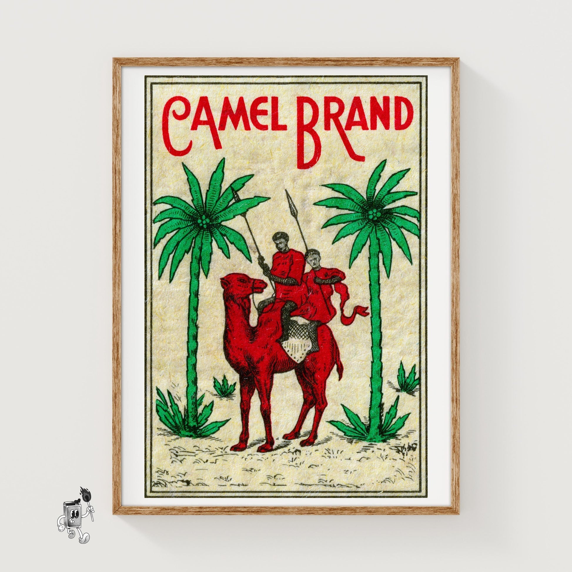 Red Camel - vintage matchbox label print