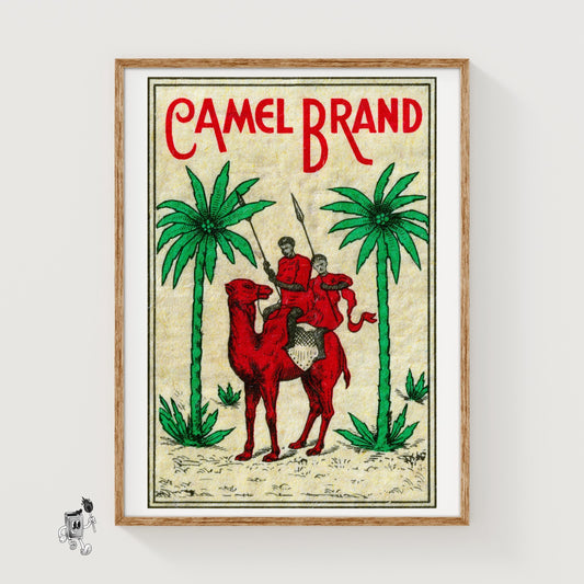 Red Camel - vintage matchbox label print