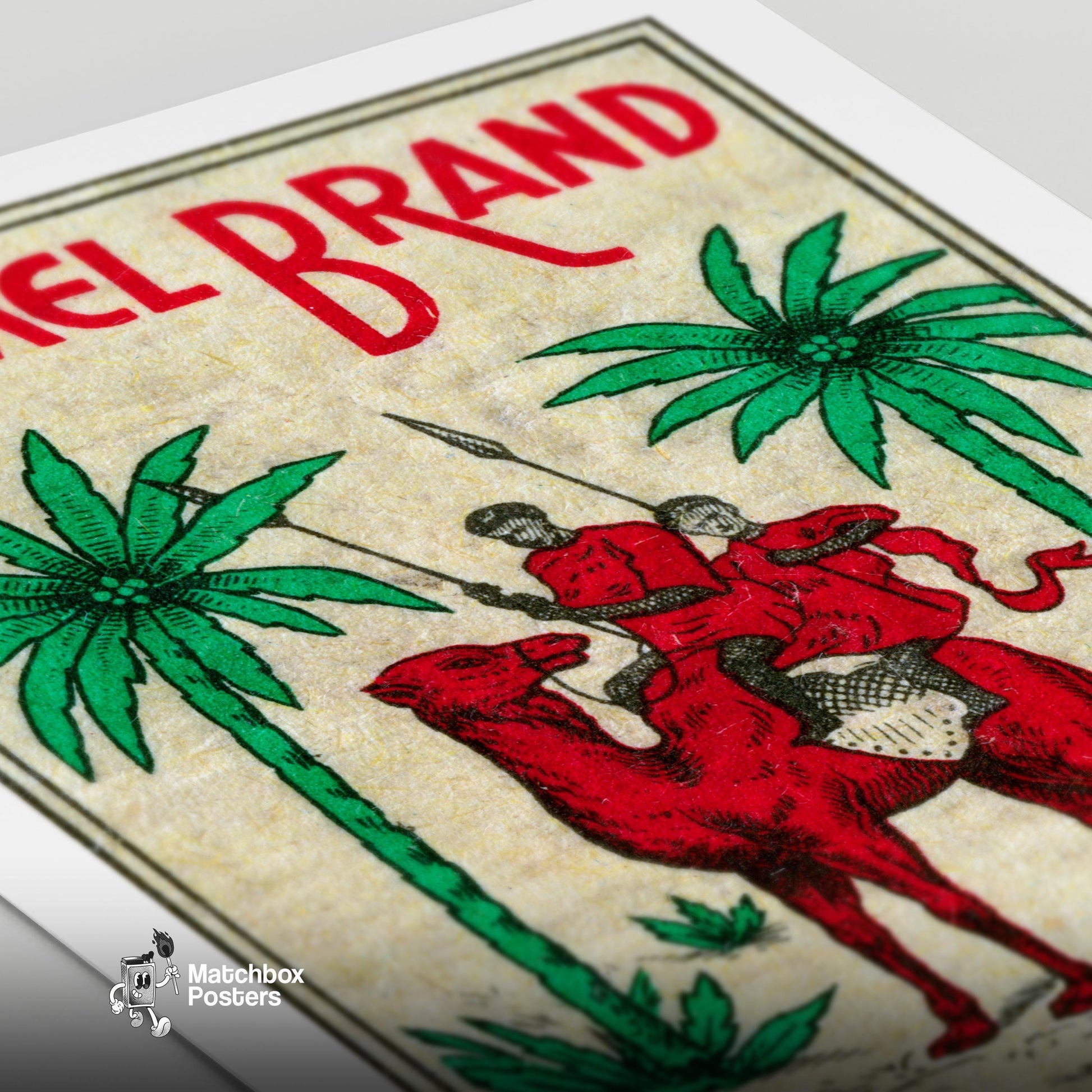 Red Camel - vintage matchbox label print - close-up detail