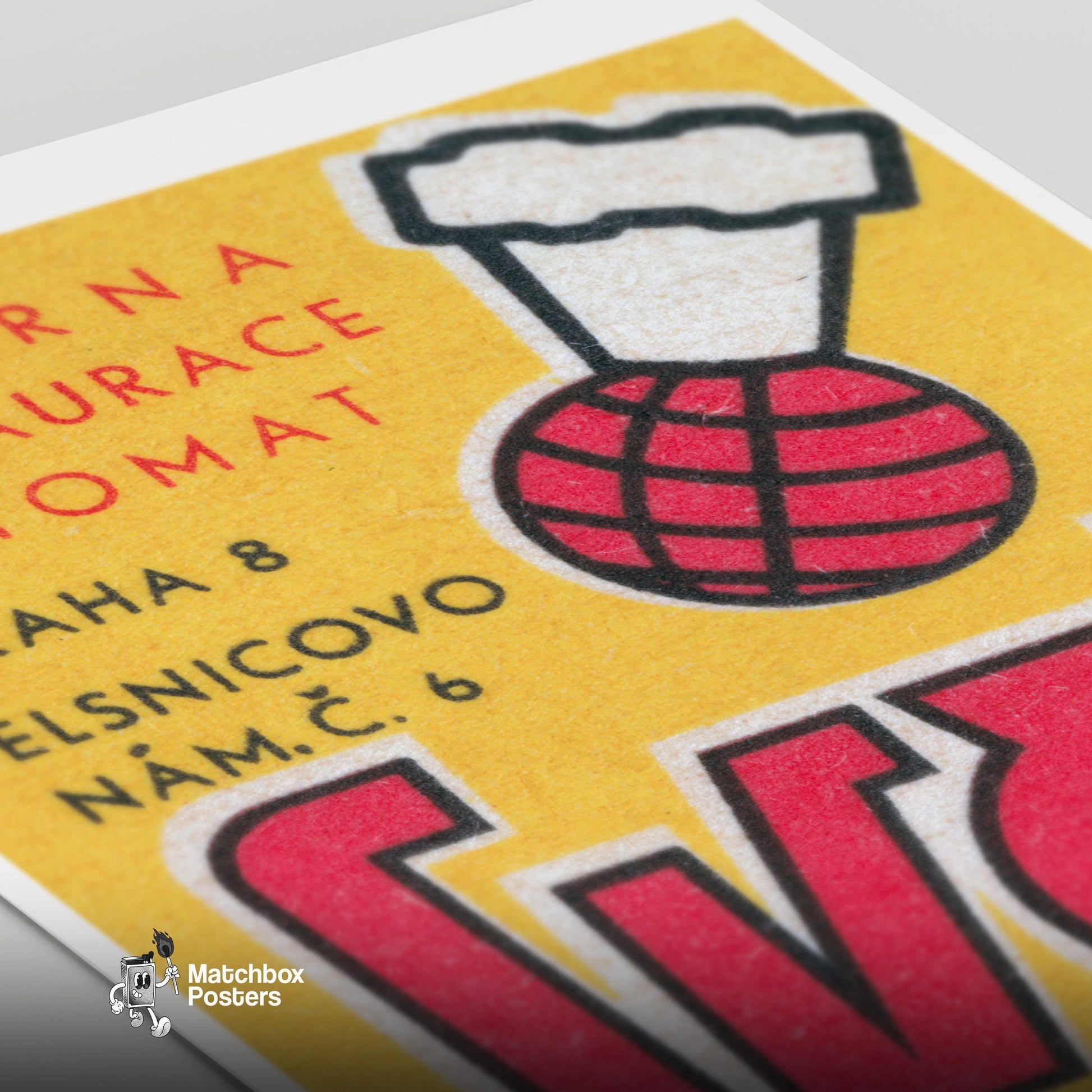 Basketball Chef Hat - vintage matchbox label print - close-up detail
