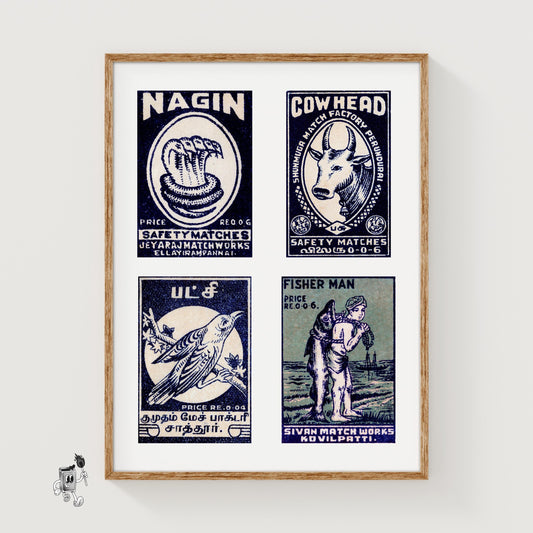 Tamil Matchbox Wall Art - vintage matchbox label print