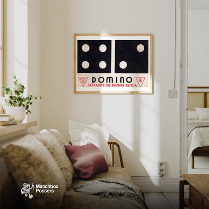 Domino - vintage matchbox label print - living room mockup
