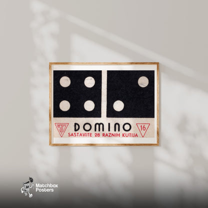 Domino - vintage matchbox label print - bedroom mockup