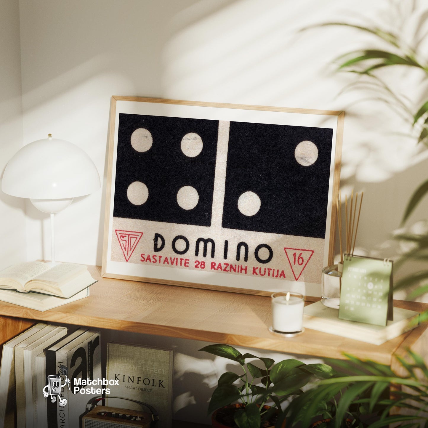 Domino - vintage matchbox label print - office wall