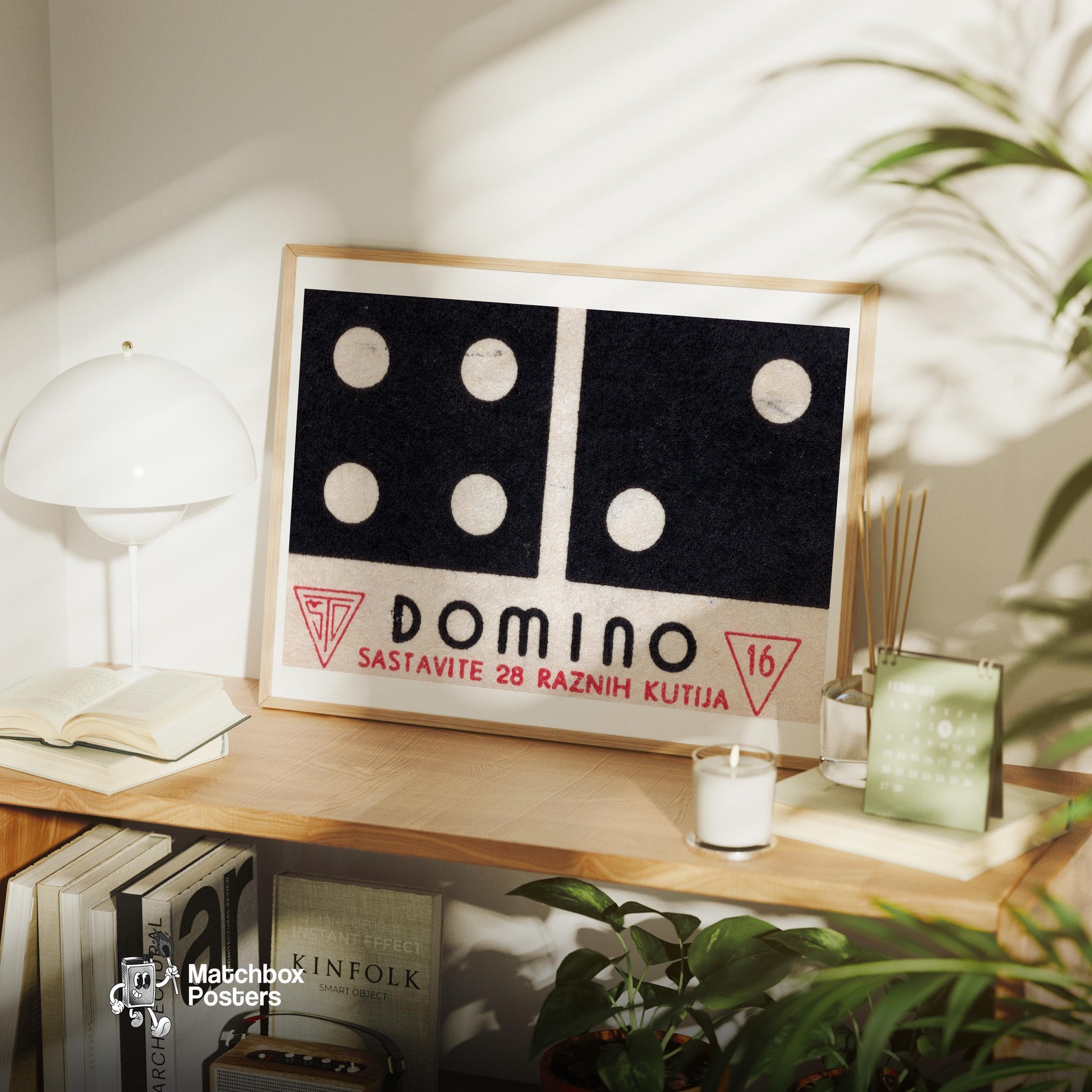 Domino - vintage matchbox label print - office wall
