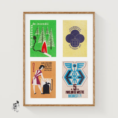 Romanians Grid Print - vintage matchbox label print