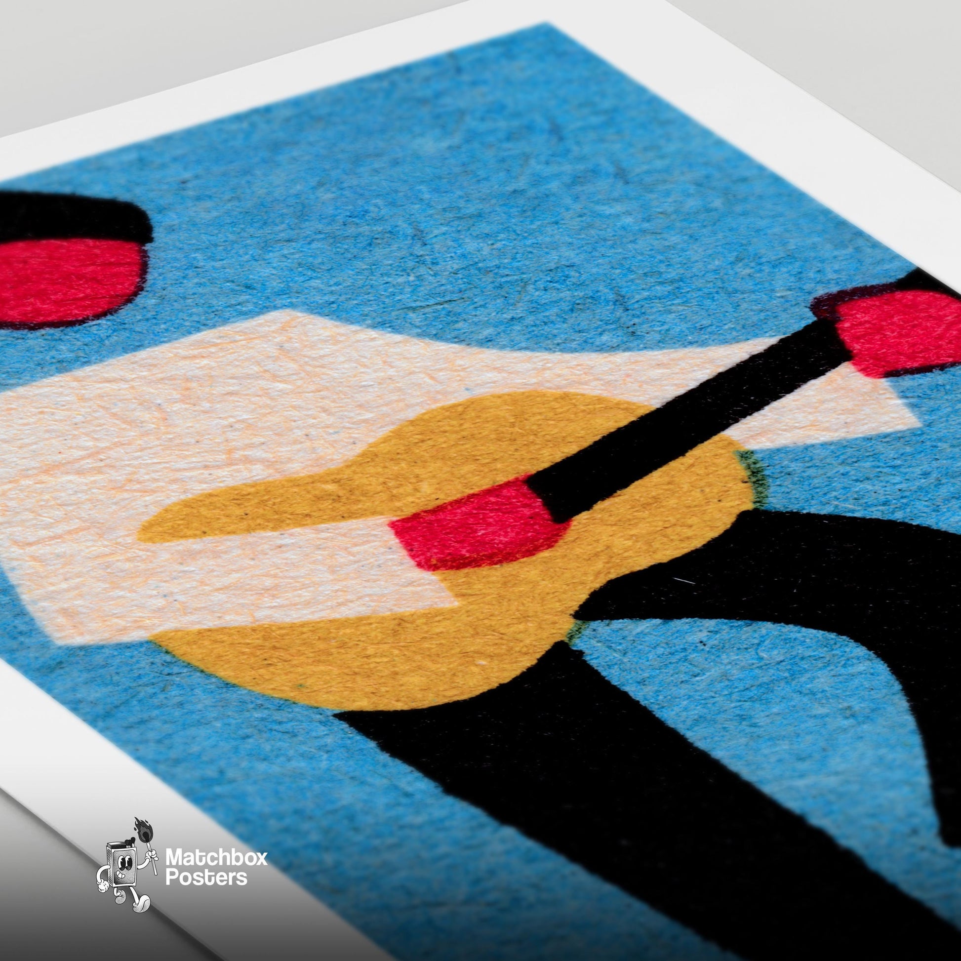 Guitar Player - vintage matchbox label print - close-up detail