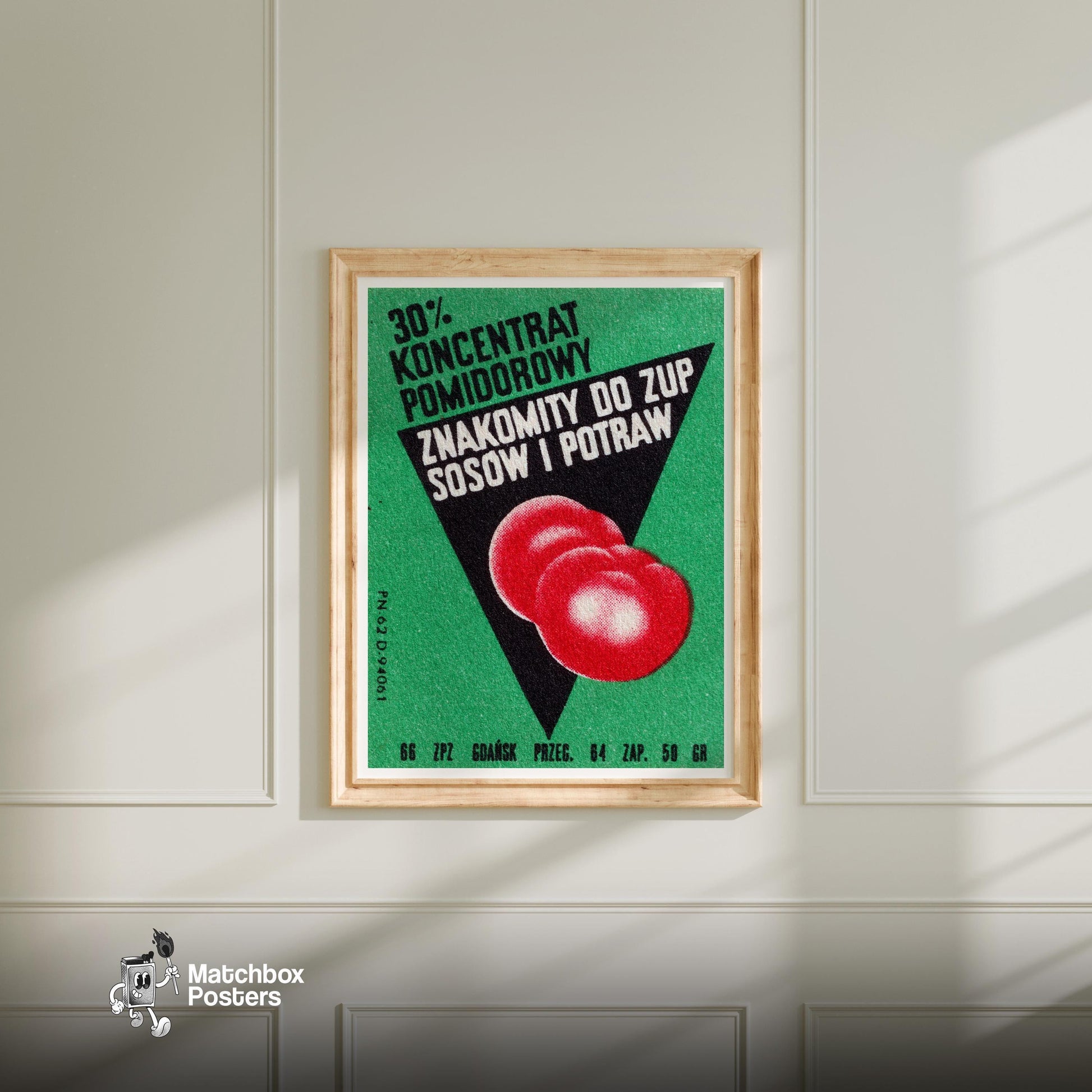 Sliced Tomatoes - vintage matchbox label print - bedroom mockup