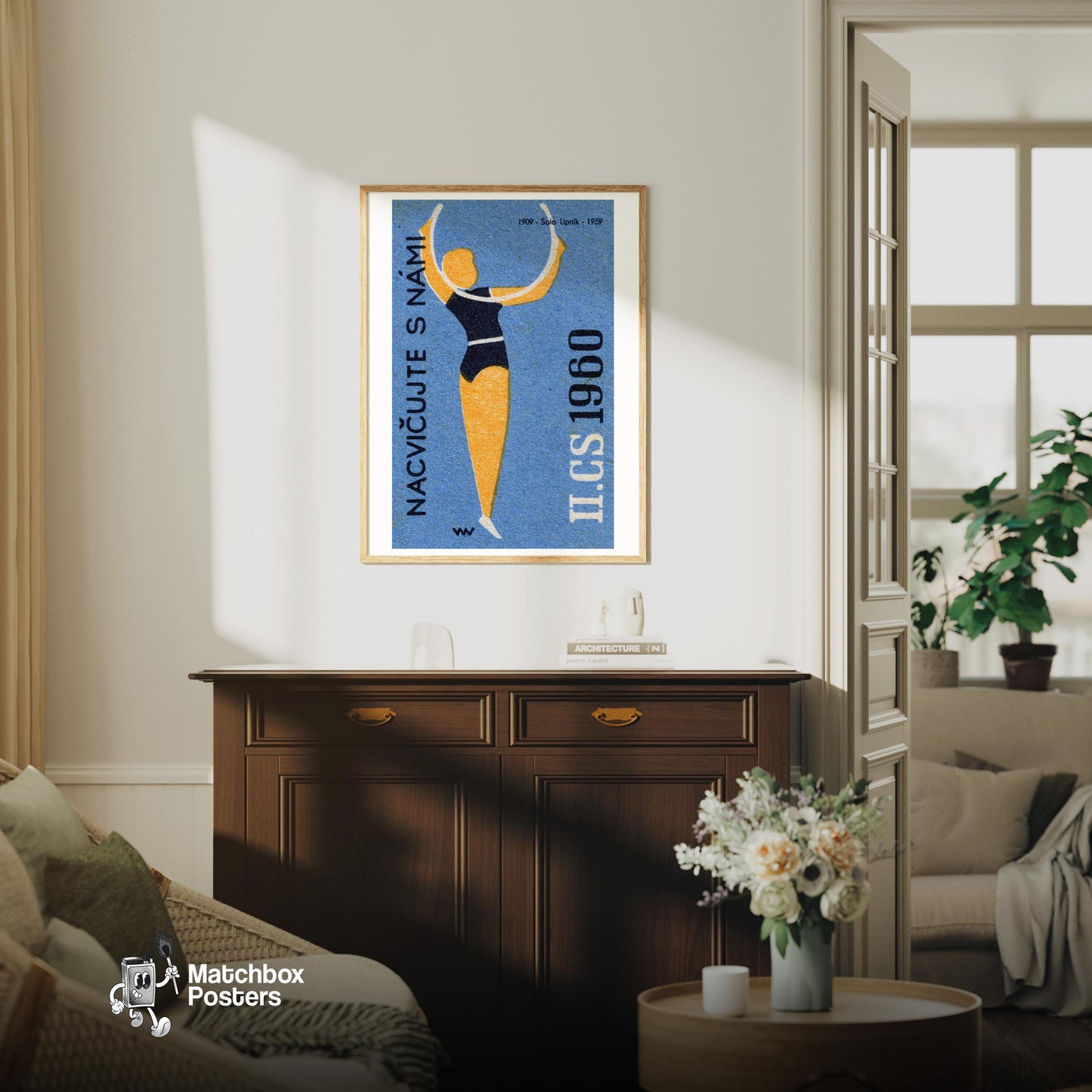 Hoop Dancer - vintage matchbox label print - living room mockup