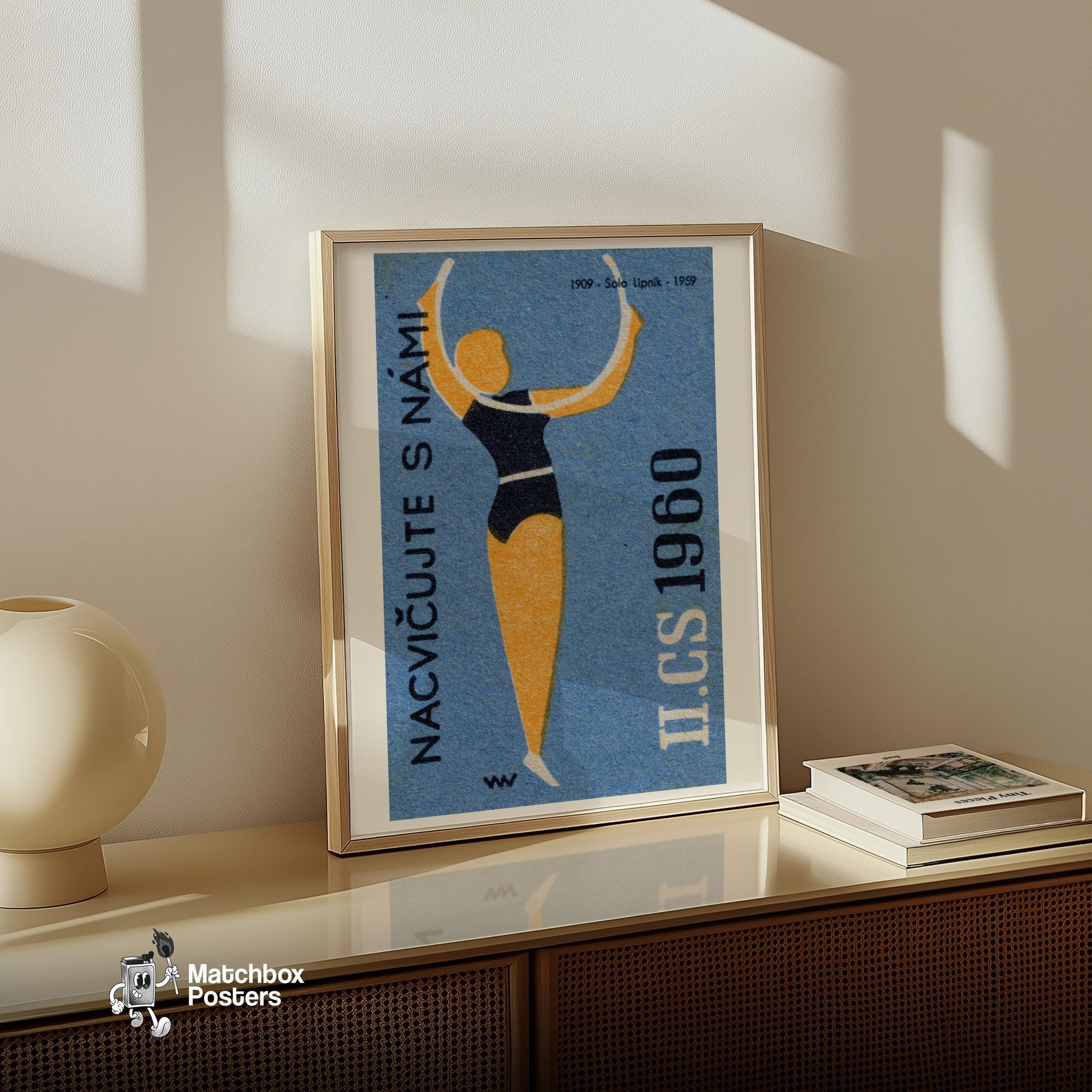 Hoop Dancer - vintage matchbox label print - size comparison
