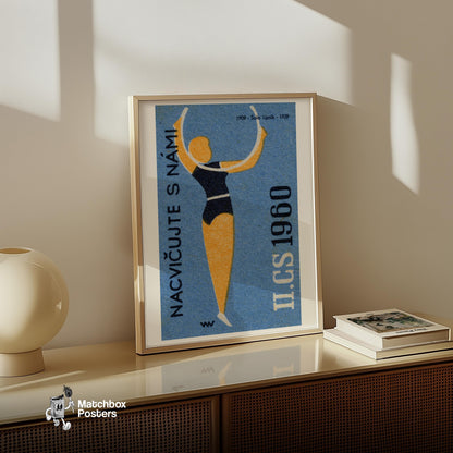 Hoop Dancer - vintage matchbox label print - size comparison
