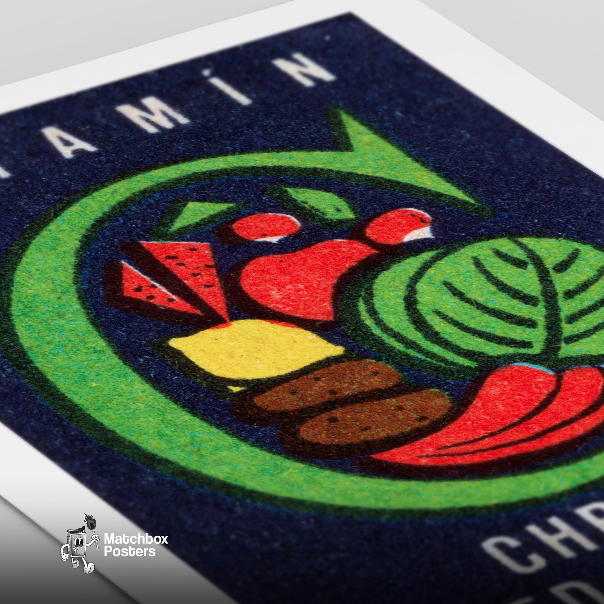 Vegetables - vintage matchbox label print - close-up detail