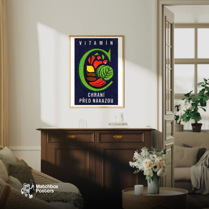 Vegetables - vintage matchbox label print - living room mockup