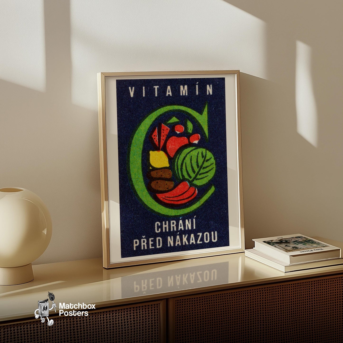 Vegetables - vintage matchbox label print - size comparison
