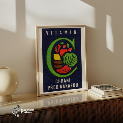 Vegetables - vintage matchbox label print - size comparison