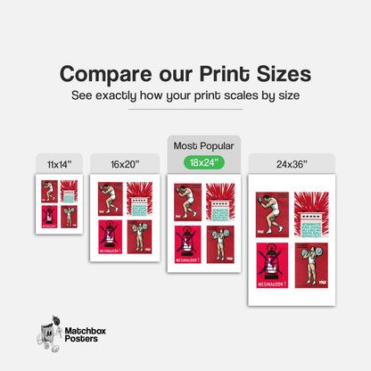 Red Lithuanians Grid Print - vintage matchbox label print - office wall