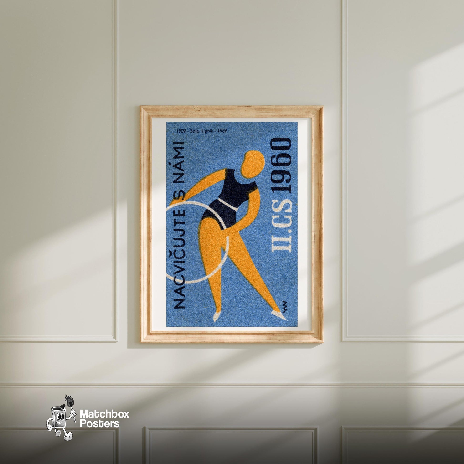 Hoop Dancing - vintage matchbox label print - bedroom mockup