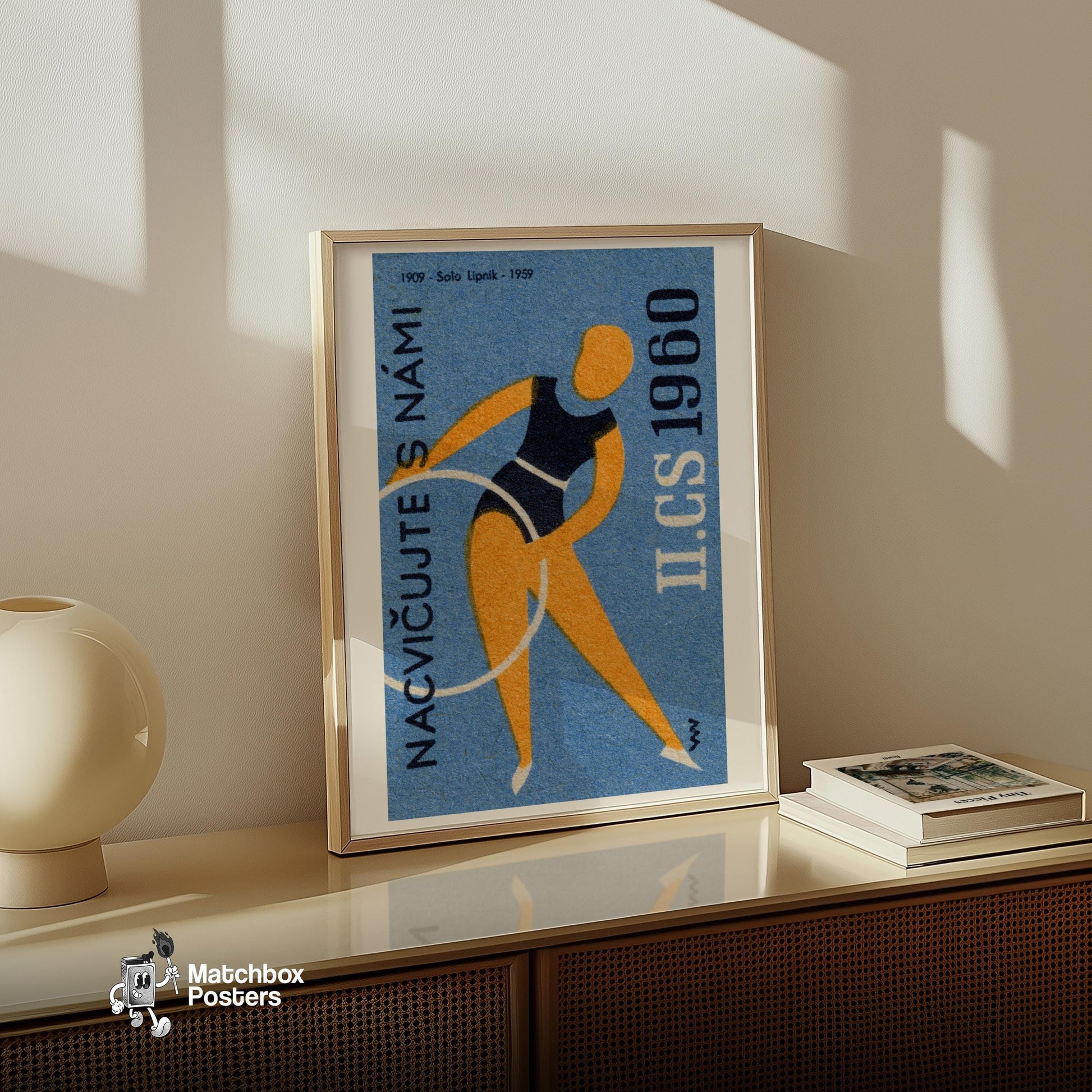 Hoop Dancing - vintage matchbox label print - size comparison