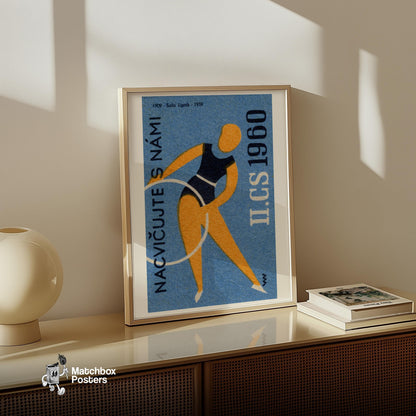 Hoop Dancing - vintage matchbox label print - size comparison